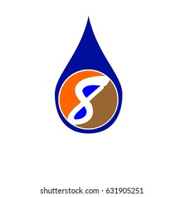 number 8 drop water logo vector