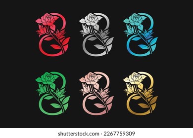 Number 8 Eight With Flowers And Leaves Vector