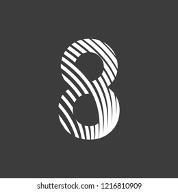 number 8 eight font art deco 20s on gray background editable vector