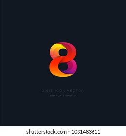 Number 8 eight multi colour digit icon vector template.
