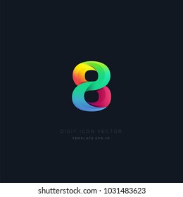 Number 8 eight multi colour digit icon vector template.
