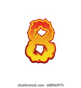 Number 8 fire. Flames Font eight . Tattoo alphabet character. fiery sign ABC