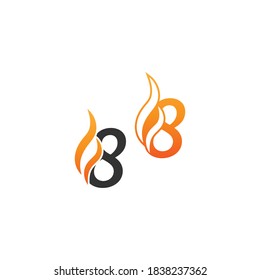 Number 8 and fire waves, logo icon concept design template