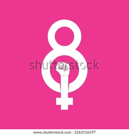 Number 8 with Fist. Isolated Vector Illustration