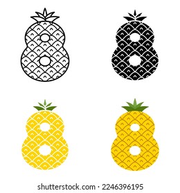 Number 8 in flat style isolated