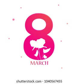 number 8 with flower in it. Hppy Women's Day illustration