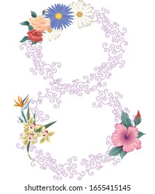 number 8 with flowers for the women's day