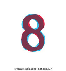 Number 8 font character logo formed by colorful overlay technique. Number font style vector illustration, vector element for application icon, t-shirt or card, number, counting, count