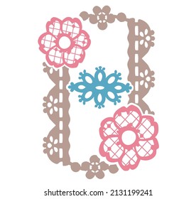 Number 8. Font of floral laces. Vector illustration.