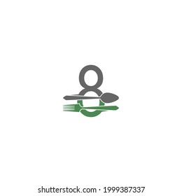 Number 8 with fork and spoon logo icon design vector illustration 