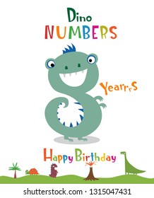 Number 8 in the form of a dinosaur - is suitable for ornaments of a birthday party in style of dinosaurs - cards, posters, invitations and other