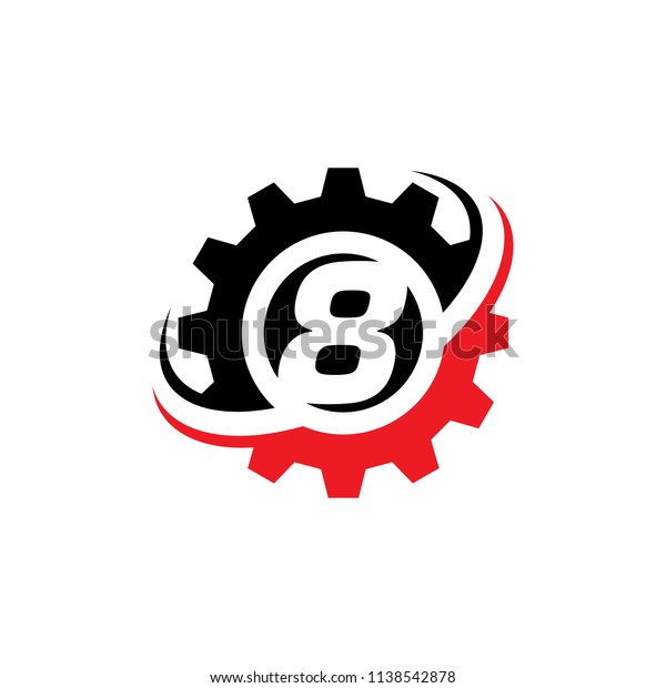 Number 8 Gear Logo Design\
Template