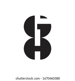 Number 8 with GH or HG letter logo design vector