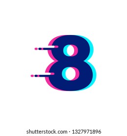 Number 8 Glitch Style Numerical Alphabet Logo Vector Icon 
