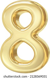 Number 8 gold 3d style