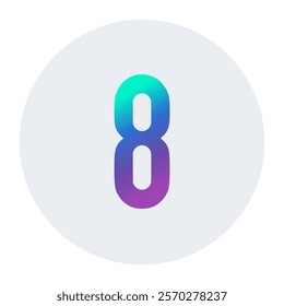 Number 8 in a gradient of blue and purple hues, placed on a light gray circular background. A vibrant and stylish design suitable for creative and modern visual applications.