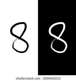Number 8 Hand drawn brush stroke numbers