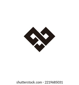 Number 8, heart, square geometric symbol simple logo vector