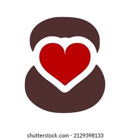Number 8 with heart symbol doodle icon