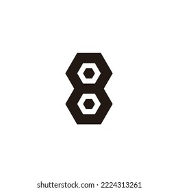 Número 8, símbolo geométrico hexagonal simple vector de logotipo