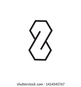 Number 8 hipster logo, monogram black and white intersection thin line, business card infinity emblem mockup