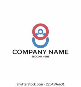 Nummer 8 und Design des abstrakten menschlichen Logos für Unternehmen