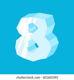 Number 8 ice. Icicles font eight. Frozen alphabet symbol. Iceberg ABC sign