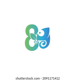 Number 8 icon with chameleon logo  design template vector