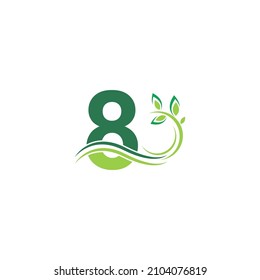 Number 8 Icon with floral logo design template illustration vector