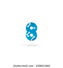 Number 8 icon. Technology smart eight logo, computer and data related business, hi-tech and innovative, electronic.