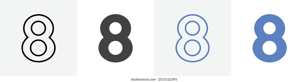 number 8 icon vector set use for web ui or app