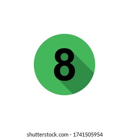 number 8, isolated in a circle with shadows