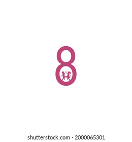 Number 8 and kids icon logo design vector template