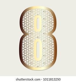 Number 8 for laser cutting. Numeral character eight. Decor font for paper or die cut. Numeric date template. Vector illustration