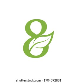 number 8 leaf green logo vector