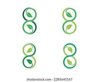 Number 8 Leaf Logo Concept icon sign symbol Element Design. Health Care, Ecology, Herbal, Spa, Beauty salon, Boutique, Natural Products, Organic Logotype. Vector illustration template
