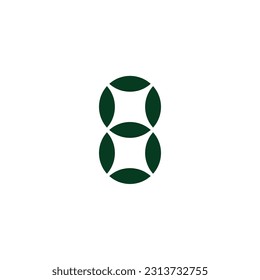Number 8 leaves, fresh geometric symbol simple logo vector
