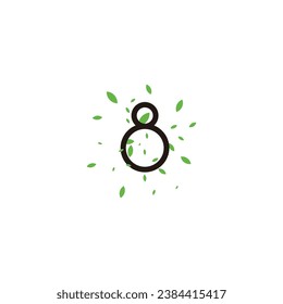 Number 8 leaves geometric symbol simple logo vector