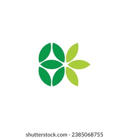 Number 8 leaves geometric symbol simple logo vector