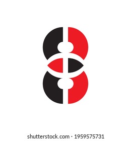 Number 8 with left and right arrow logo design vector