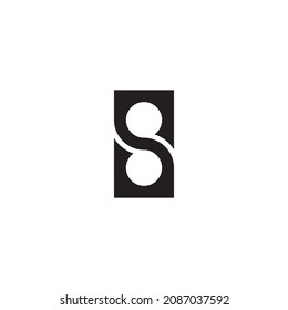 número 8 letras S, cuadrado, reloj de arena simple símbolo vector