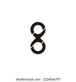 Number 8, letter x curve geometric symbol simple logo vector