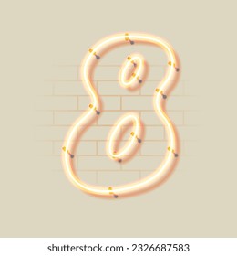 Número 8. Elemento de neón claro