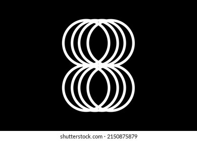 Number 8 line art sketch numerals vector design