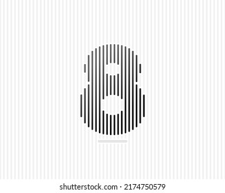 Number 8 line art. Vector illustration with vertical lines isolated on a white background. Figure 8 vector icon with gradient.