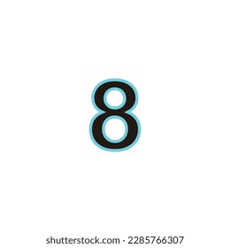 Number 8 line, neon geometric symbol simple logo vector