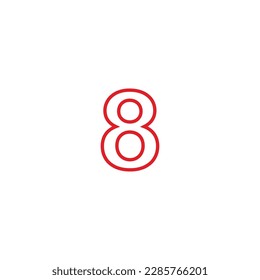 Number 8 line. red neon geometric symbol simple logo vector