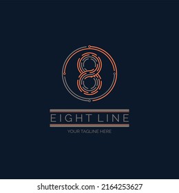 Number 8 line style modern logo design template for brand or company and other