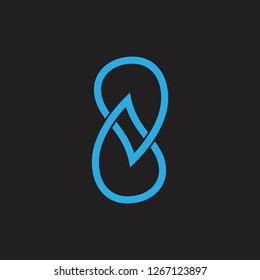 number 8 linked drop water symbol logo vector
