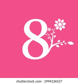 Nummer 8 Linked Fancy Logogram Flower. Für Unternehmens- und Naturlogos geeignet.